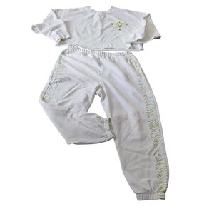 BP Self Discovery Crop Top Sweat Outfit. Size 2X White & Green